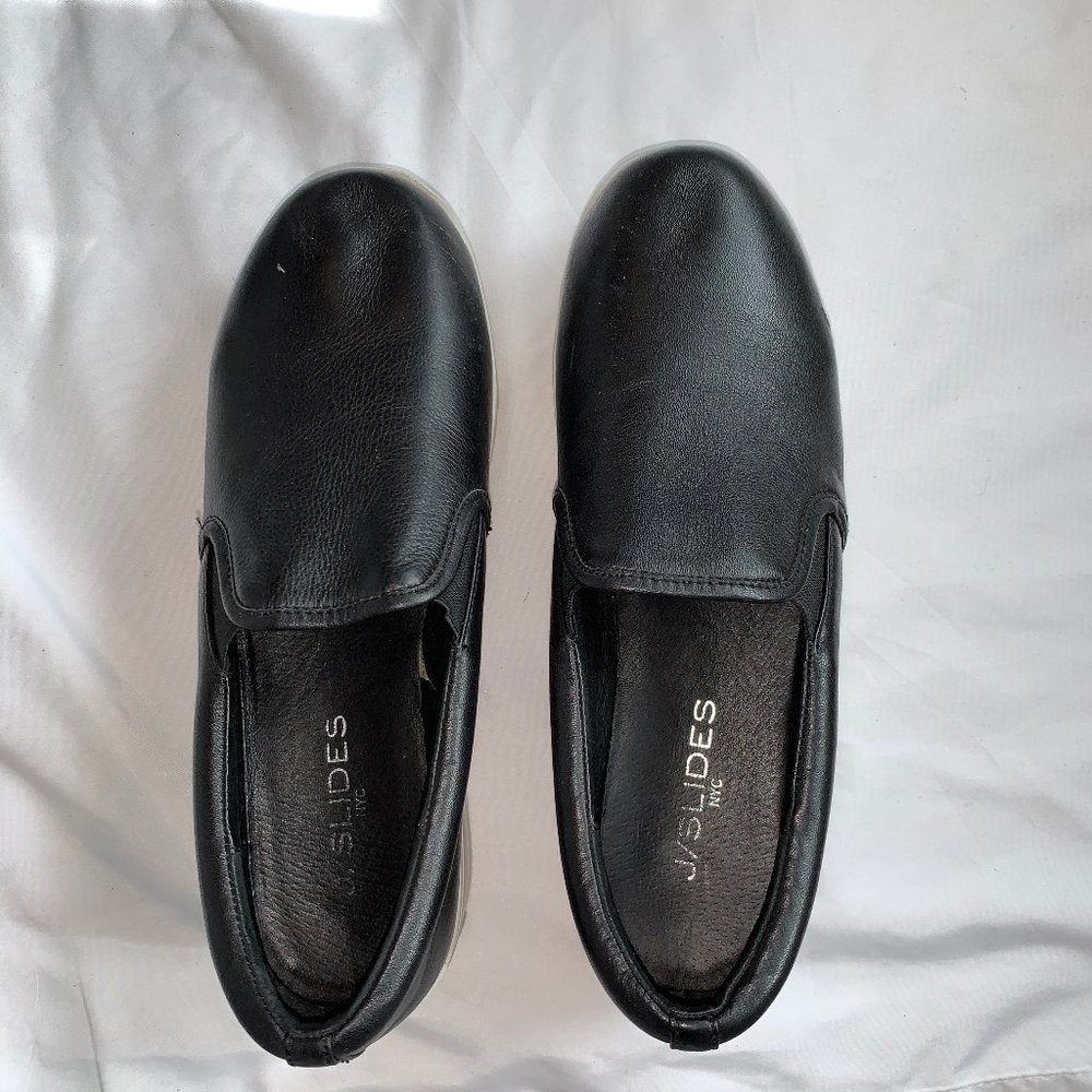 J/SLIDES black leather platform sneakers